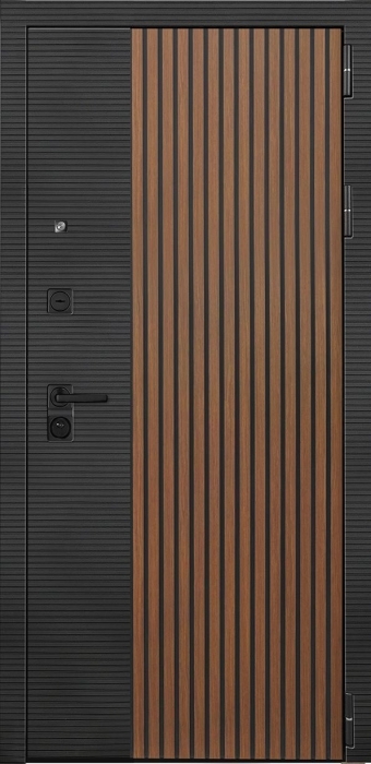 Входная дверь Модель L - 48 СБ-1 (лак.черное, 16мм, венге) внешняя сторона