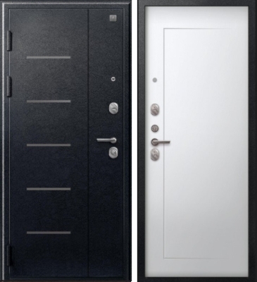 Дверь V-03 Черный муар - Кашемир белый